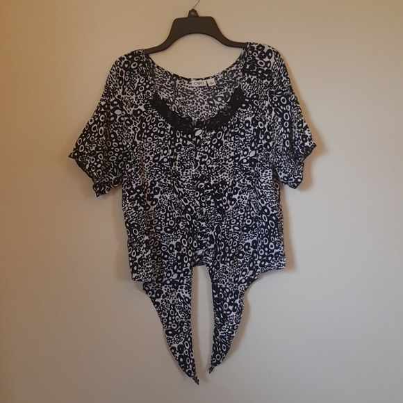 Cato Tops - 💲Black and White Tie Top